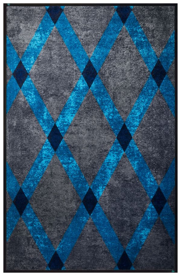 Teppich Rombo Blu in Grau und Hellblau mit einem Rautenmuster